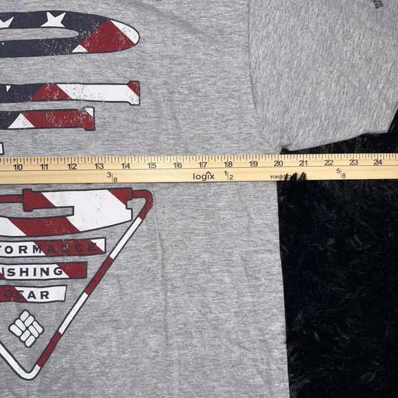 Columbia PFG Shirt Mens Large Gray Patriotic USA Fish Performance Fishing Tee - Picture 4 of 7